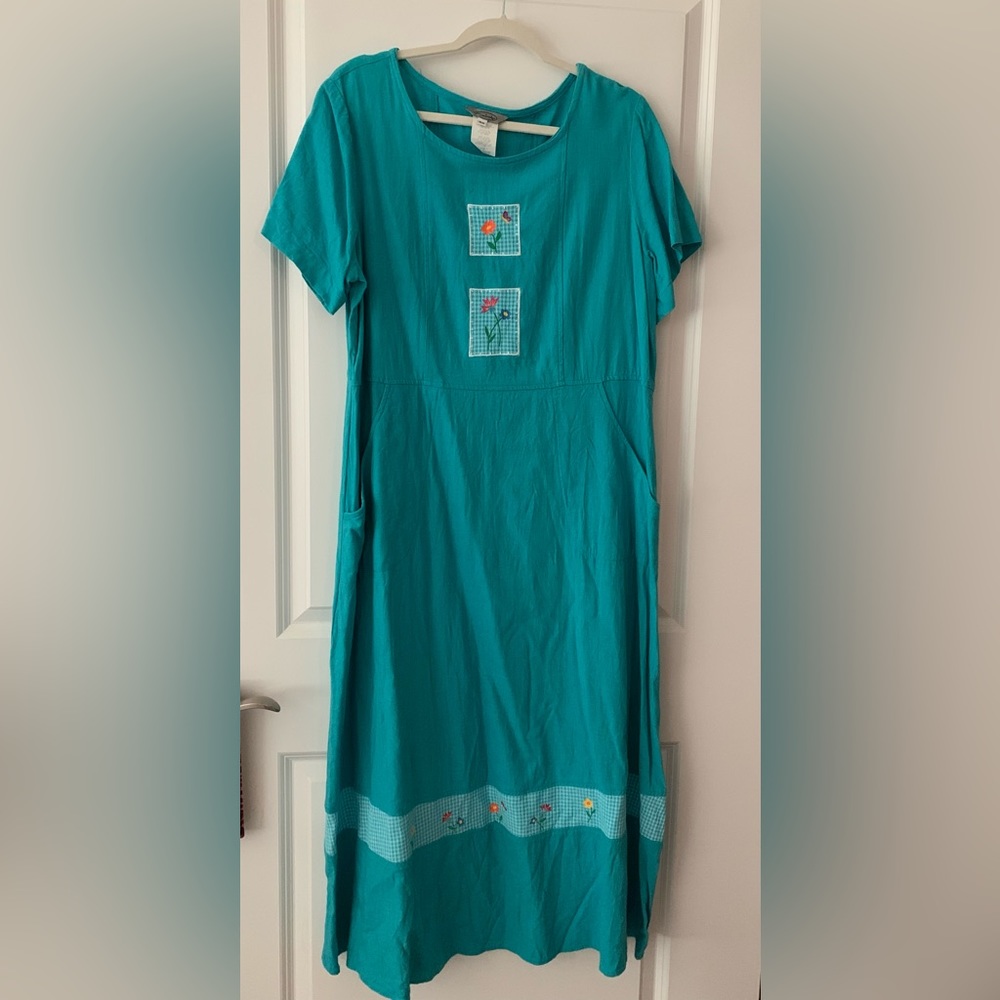 Cute turquoise casual dress - made in USA
